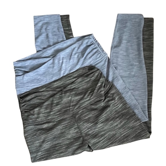 Ododos Pants - Women's Heather Blue and Black Cross Waist Leggings by Ododos (2 pack) C210